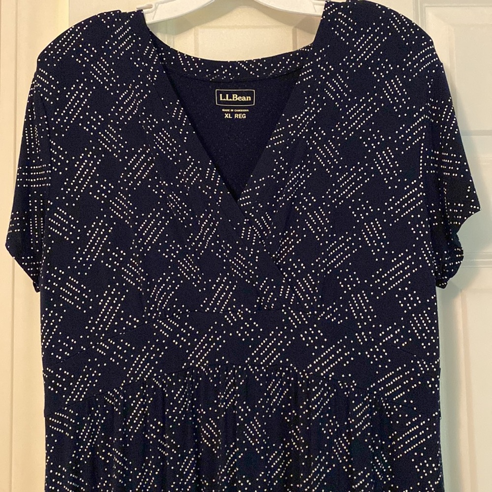 LL Bean dress, empire waist, navy